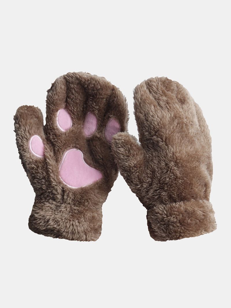 Cat Claw Gloves Varme Plysjhansker Med Halvfinger