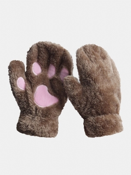 Cat Claw Gloves Varme Plysjhansker Med Halvfinger