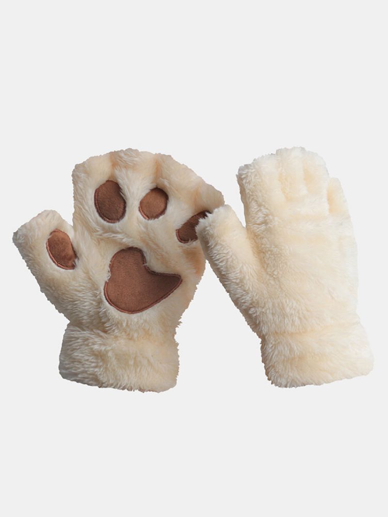 Cat Claw Gloves Varme Plysjhansker Med Halvfinger