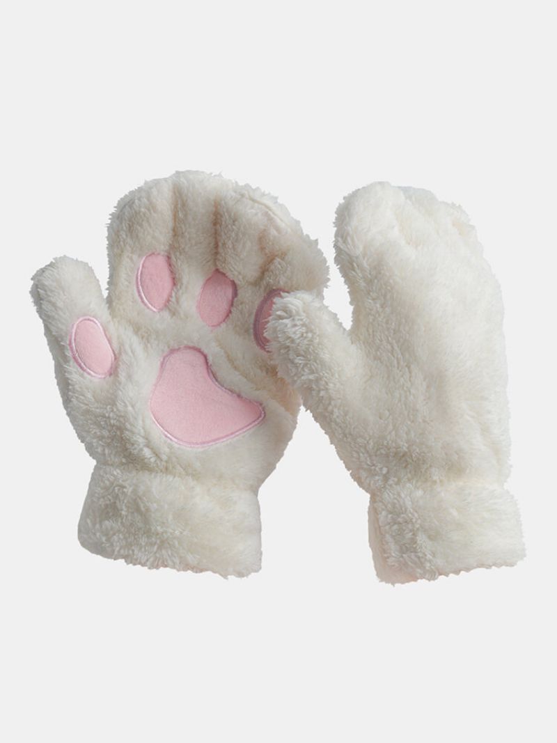 Cat Claw Gloves Varme Plysjhansker Med Halvfinger