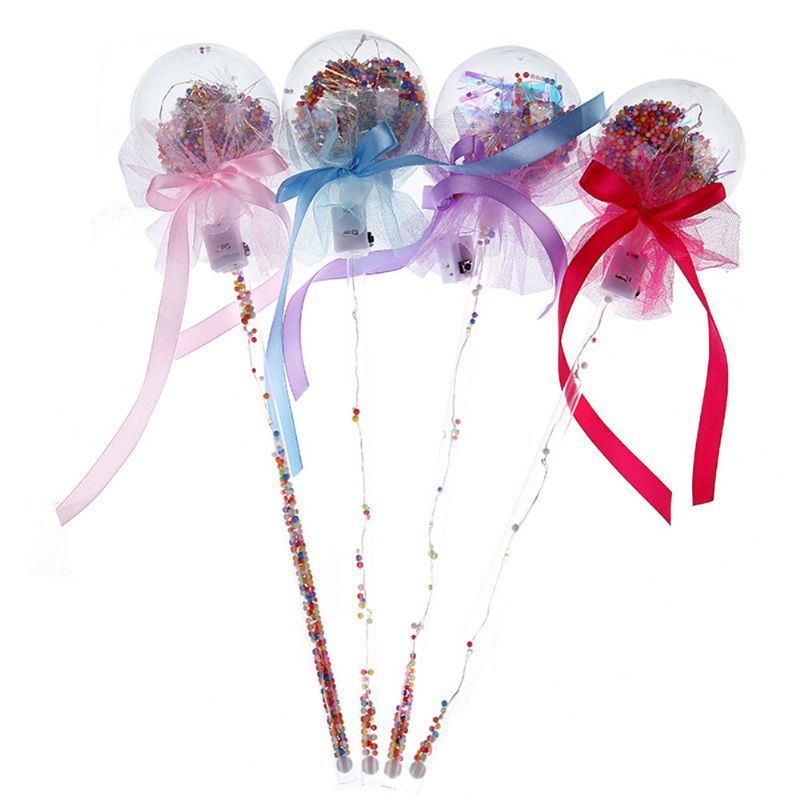 10 Stk Rund Bobo Ball Magic Stick Med Fairy Bow Glow Wand Med 3 Lysmoduser For Fest Juledekorasjon