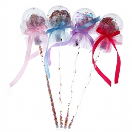 10 Stk Rund Bobo Ball Magic Stick Med Fairy Bow Glow Wand Med 3 Lysmoduser For Fest Juledekorasjon