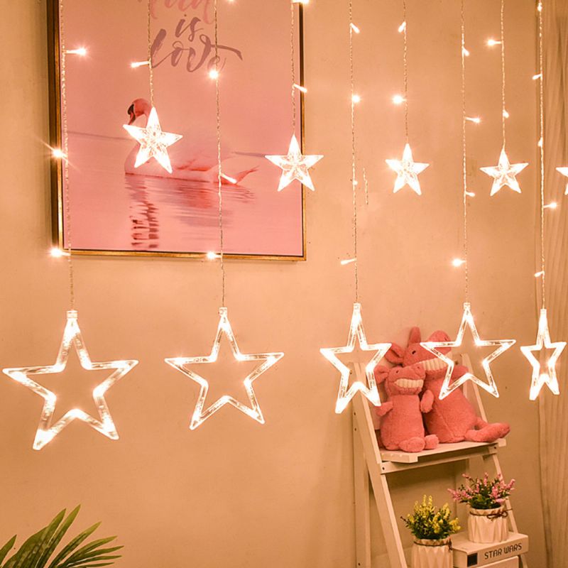 3m Twinkle Star String Lights Vanntette Curtain Med Fargeendring Til Bryllup Jul Hjem Hage Party Festival Dekorasjon