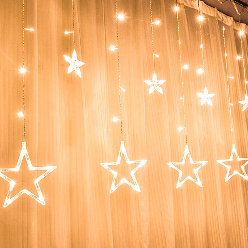 3m Twinkle Star String Lights Vanntette Curtain Med Fargeendring Til Bryllup Jul Hjem Hage Party Festival Dekorasjon