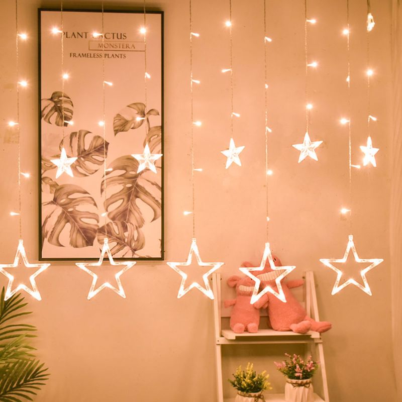 3m Twinkle Star String Lights Vanntette Curtain Med Fargeendring Til Bryllup Jul Hjem Hage Party Festival Dekorasjon