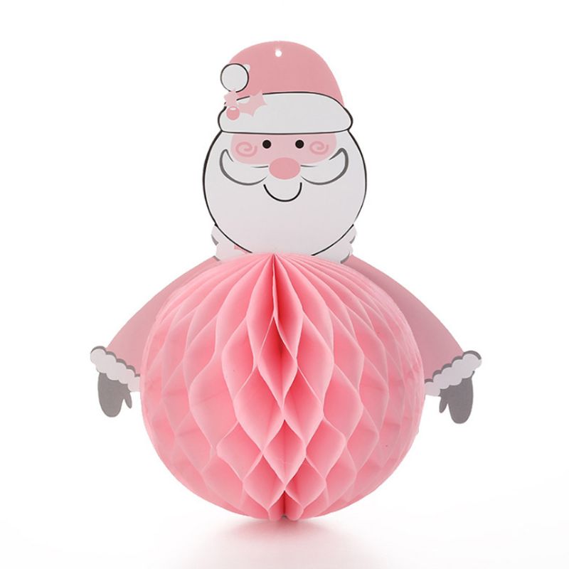 5 Stk Santa Claus Papir Honeycomb Anheng For Juledekorasjon Tegneserie Form Girlander Pendant Snowman Paper