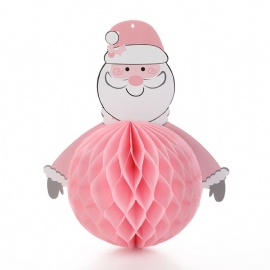 5 Stk Santa Claus Papir Honeycomb Anheng For Juledekorasjon Tegneserie Form Girlander Pendant Snowman Paper