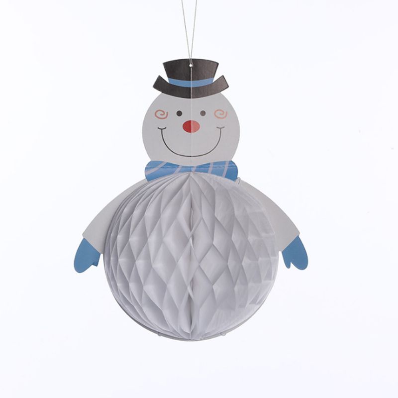 5 Stk Santa Claus Papir Honeycomb Anheng For Juledekorasjon Tegneserie Form Girlander Pendant Snowman Paper