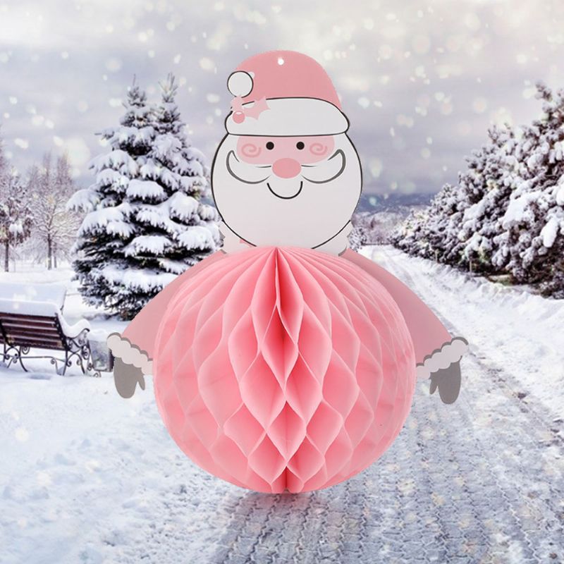 5 Stk Santa Claus Papir Honeycomb Anheng For Juledekorasjon Tegneserie Form Girlander Pendant Snowman Paper