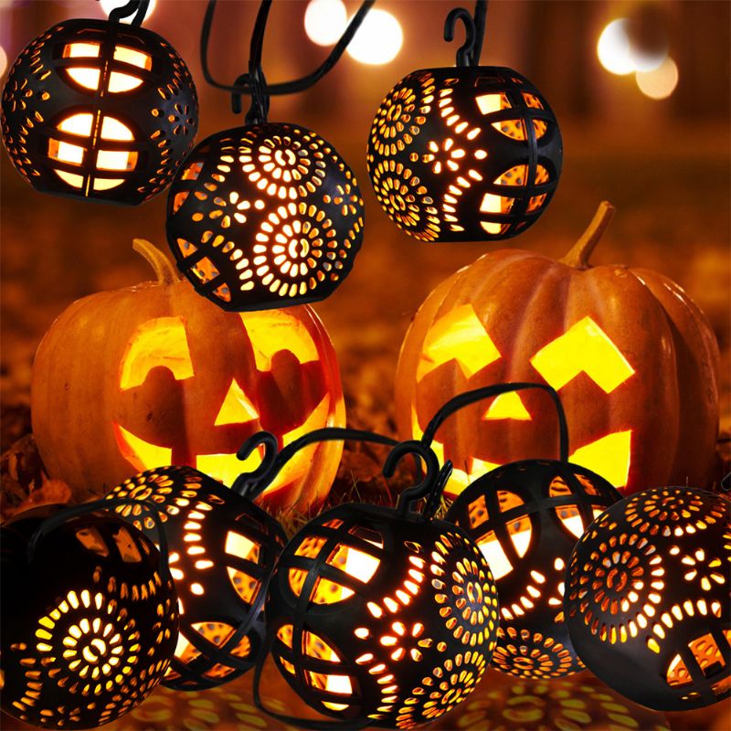 8 Stk 3 Meter Led Gresskar Flamme Lampe Fancy Halloween Lys Delikat Hul Lys Slynge Infrarød Kontroll Lys Juledekorasjon Ornament Vanntett