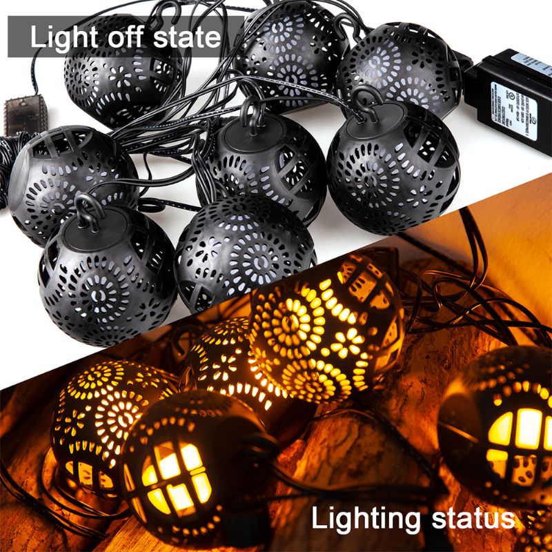 8 Stk 3 Meter Led Gresskar Flamme Lampe Fancy Halloween Lys Delikat Hul Lys Slynge Infrarød Kontroll Lys Juledekorasjon Ornament Vanntett