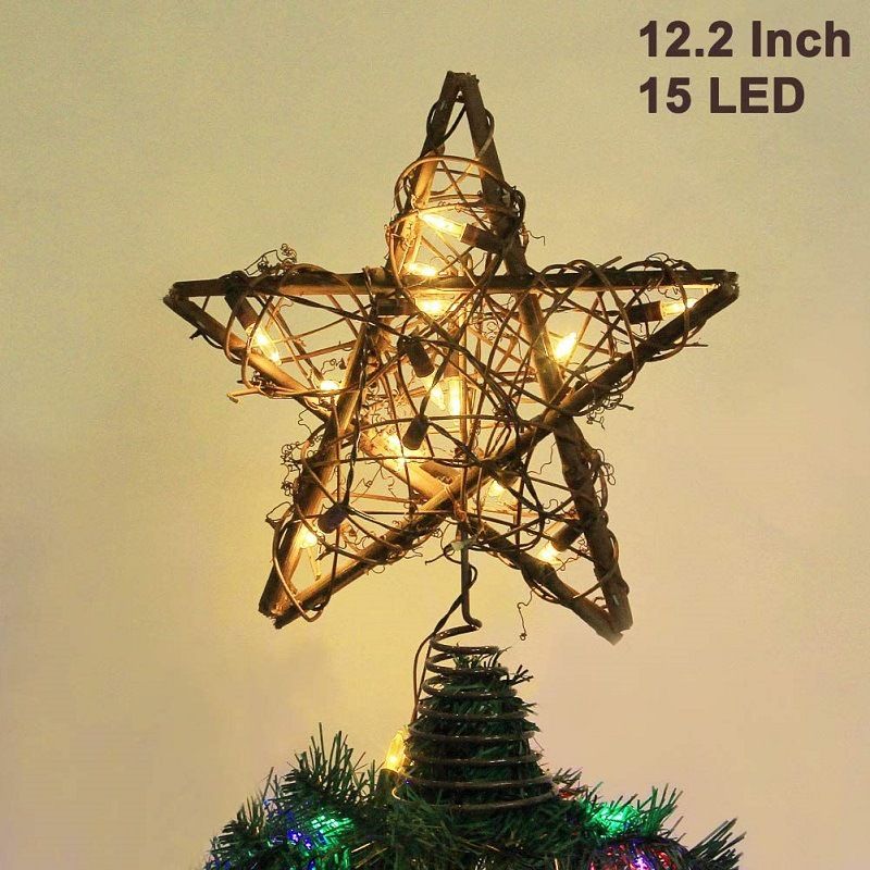 Cane Art Christmas Tree Top Star Julepynt Juletre Top Med Lys