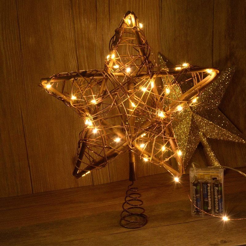 Cane Art Christmas Tree Top Star Julepynt Juletre Top Med Lys