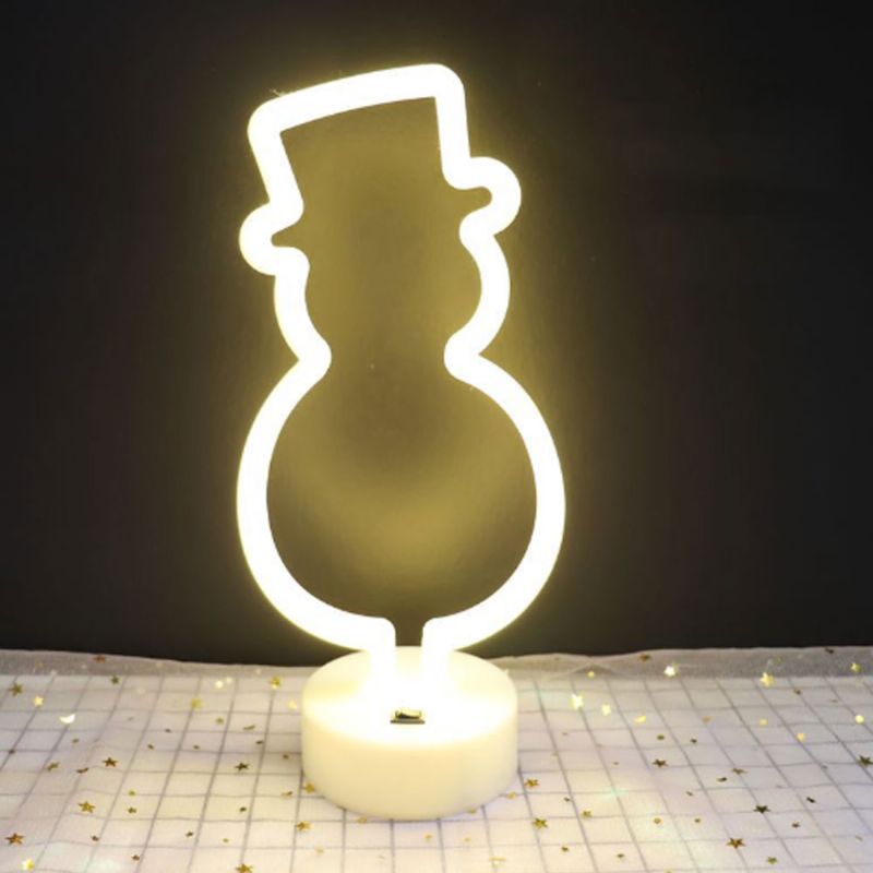 Dekorativ Kanin Snømann Neon Type Nattlampe For Stuen Barnerom Kreativt Led Nattlys Oppladbart Usb