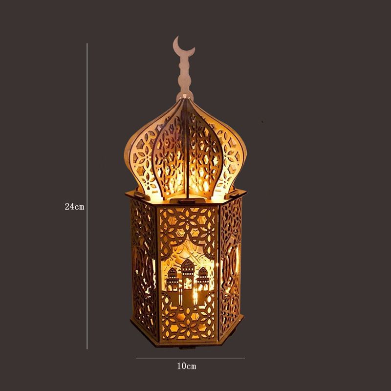 Holiday Castle Palace Dekor Lampe Led Wooden Ramadan Håndverk