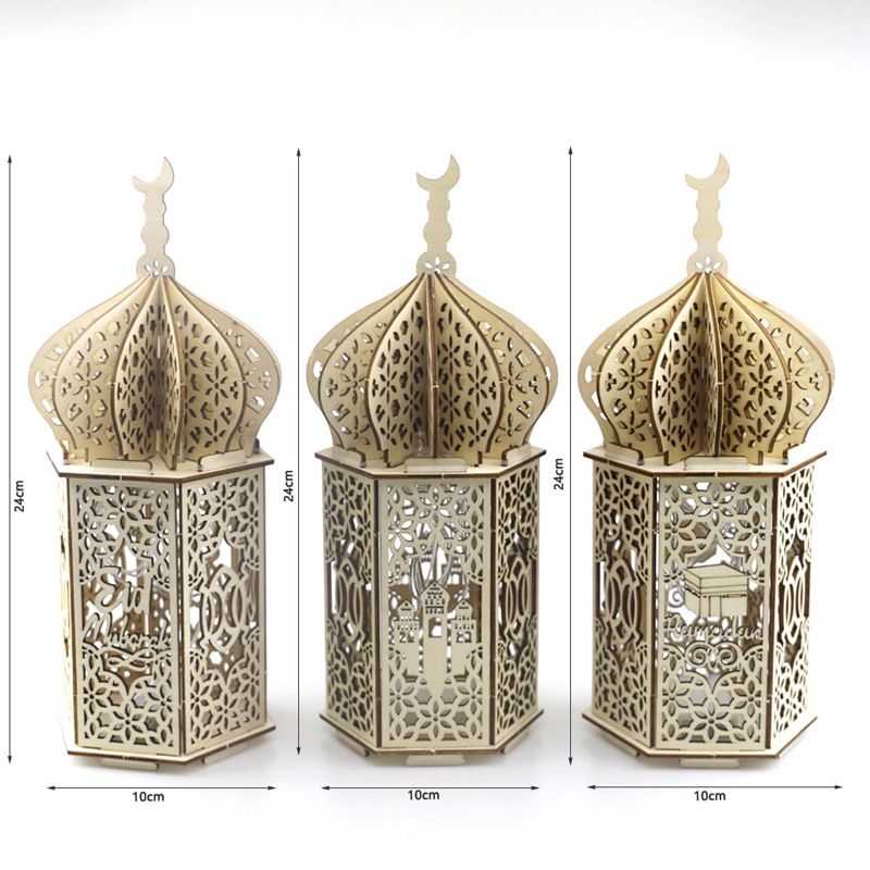 Holiday Castle Palace Dekor Lampe Led Wooden Ramadan Håndverk