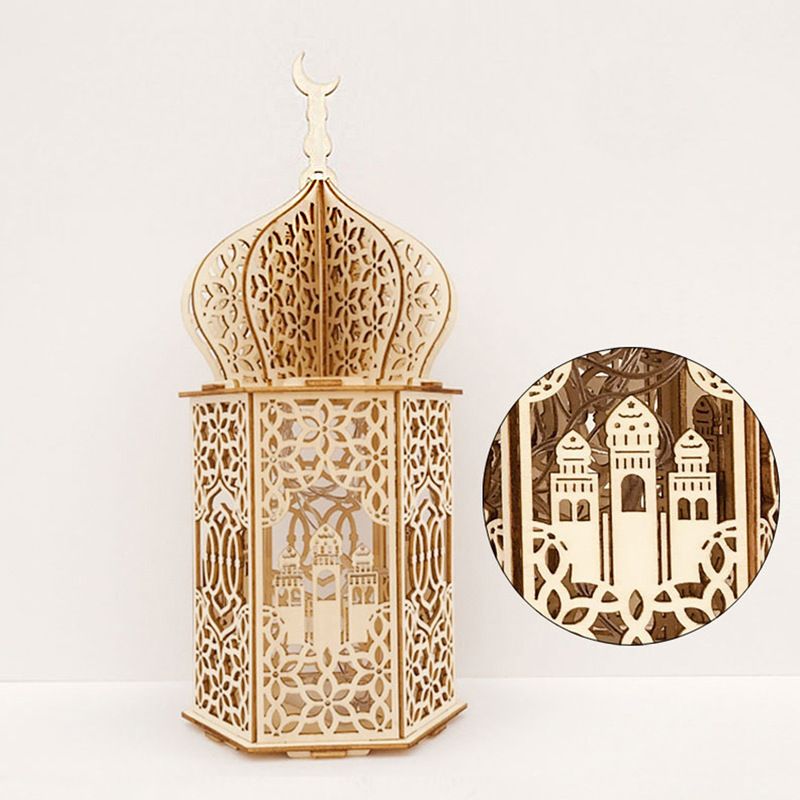 Holiday Castle Palace Dekor Lampe Led Wooden Ramadan Håndverk