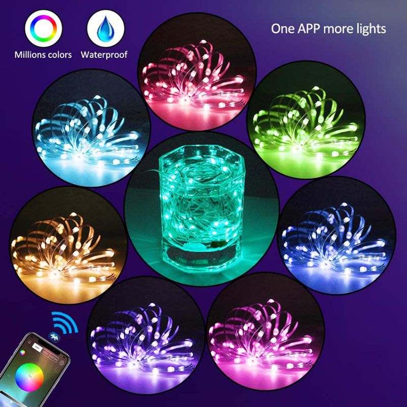 Jul Fullfarge Bluetooth-lysstreng Smart Usb Bluetooth Rgb-lysstreng Led Julepynt-strenglys