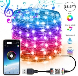 Led String Light Bluetooth Mobiltelefon App Kontroll Lights Julepynt Rgb Full Color Copper Wire