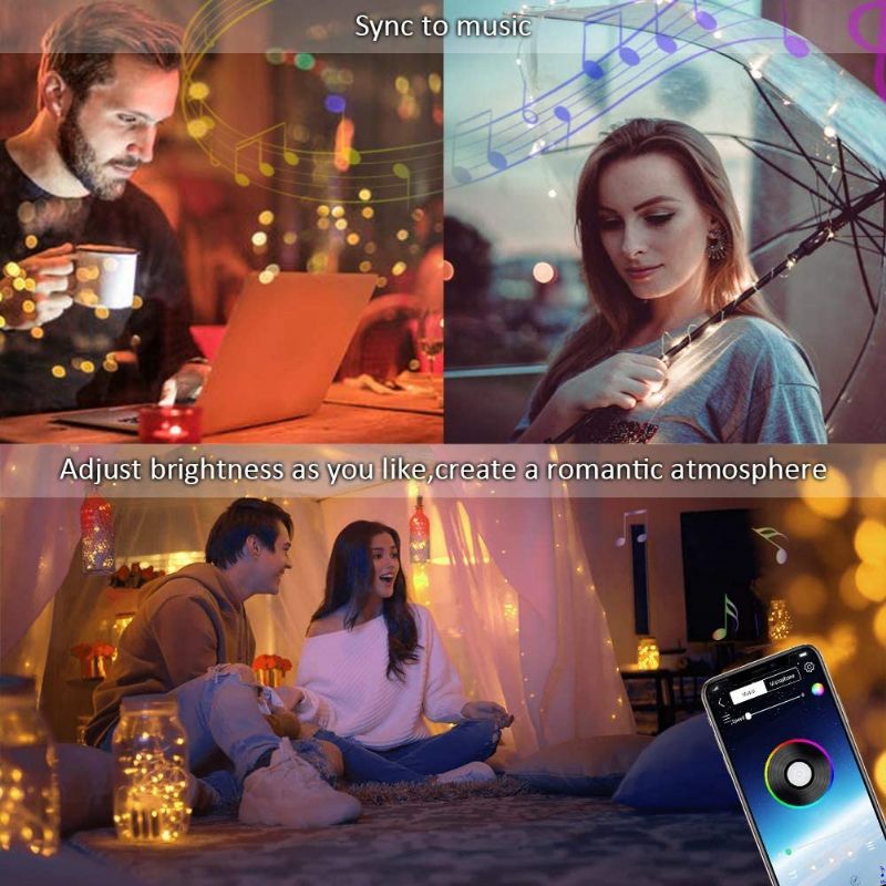 Led String Light Bluetooth Mobiltelefon App Kontroll Lights Julepynt Rgb Full Color Copper Wire