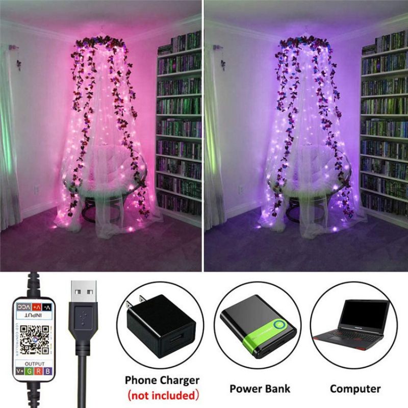 Led String Light Bluetooth Mobiltelefon App Kontroll Lights Julepynt Rgb Full Color Copper Wire