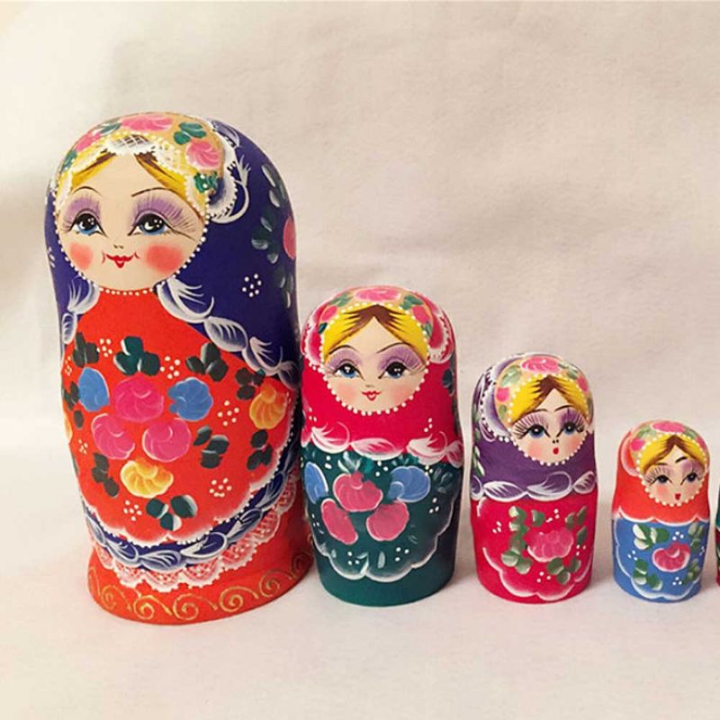 Matryoshka-dukker Hekkende Stabling Russiske Treleker Med Blomsterpynt Håndmalt Tre Suvenir Folkekunsthåndverk