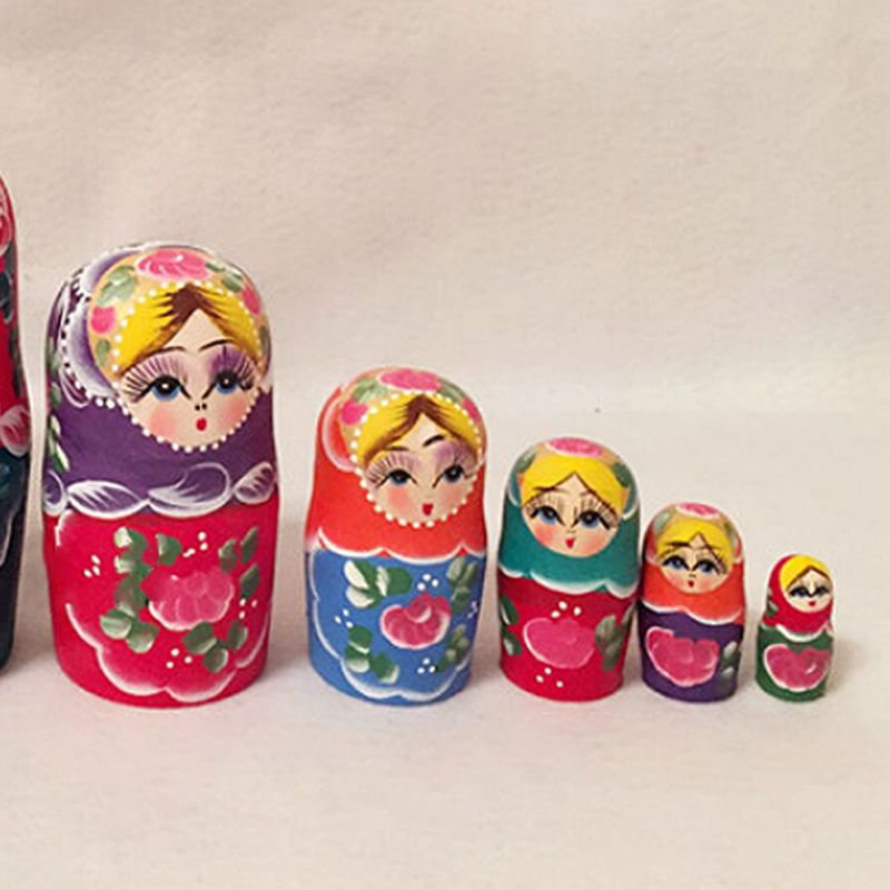 Matryoshka-dukker Hekkende Stabling Russiske Treleker Med Blomsterpynt Håndmalt Tre Suvenir Folkekunsthåndverk