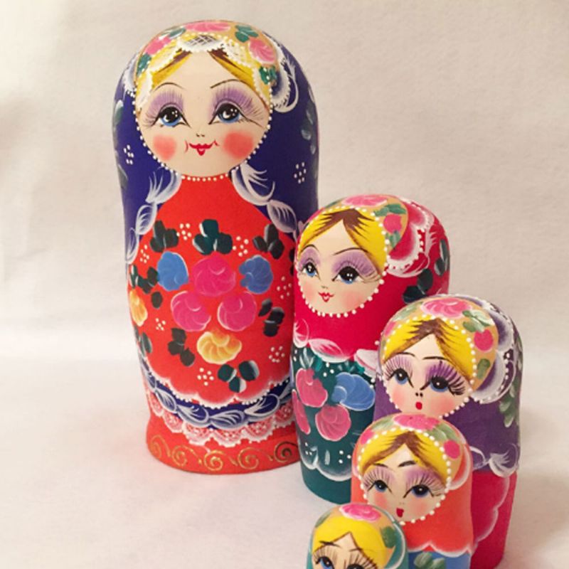 Matryoshka-dukker Hekkende Stabling Russiske Treleker Med Blomsterpynt Håndmalt Tre Suvenir Folkekunsthåndverk