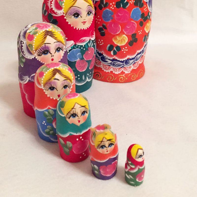 Matryoshka-dukker Hekkende Stabling Russiske Treleker Med Blomsterpynt Håndmalt Tre Suvenir Folkekunsthåndverk