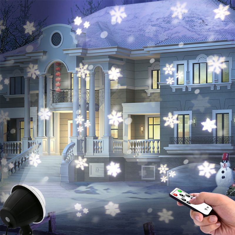 Mini Snowflake Projection Lamp Outdoor Waterproof Rf Remote Christmas Projector Light