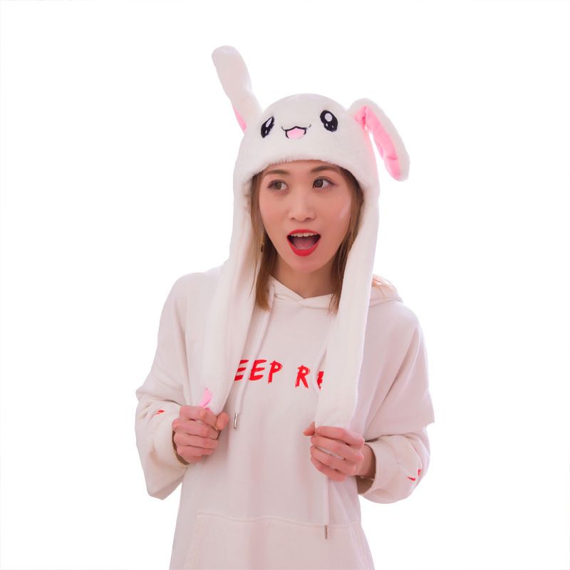 Rabbit Hat Øre Moving Jumping Hat Funny Bunny Plush Hat Cap Cosplay Christmas Party Holiday Hat