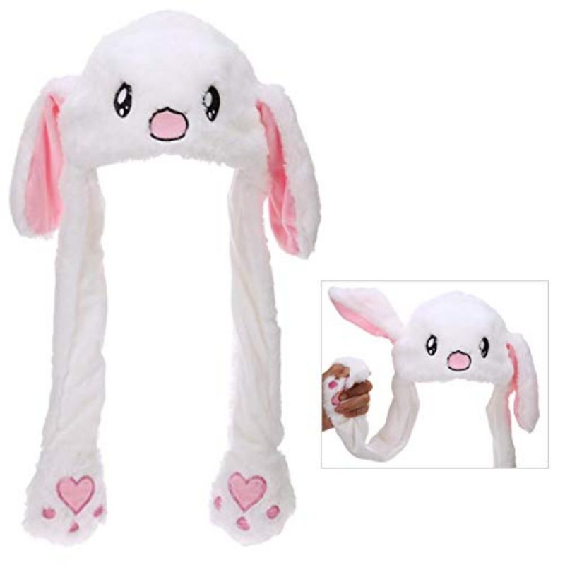 Rabbit Hat Øre Moving Jumping Hat Funny Bunny Plush Hat Cap Cosplay Christmas Party Holiday Hat