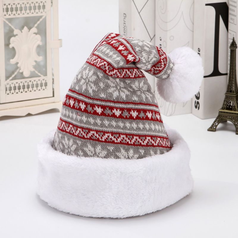 Rm328 Snowflake Fawn Strikket Ullflanell Julelue Vinterlue For Voksne Dekorasjon