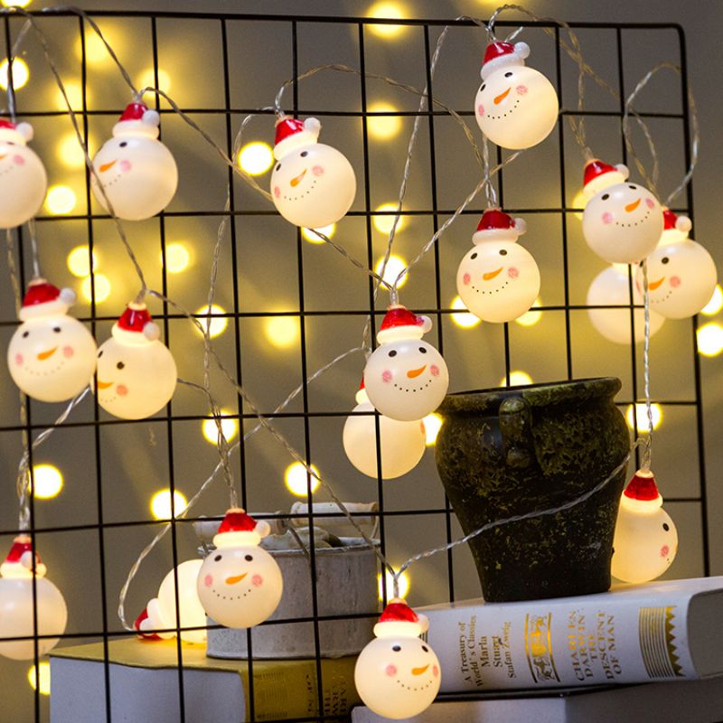 Snømann Julelys Led-lys String Julepynt Lys Usb Batteriboks Julenissen Strenglys