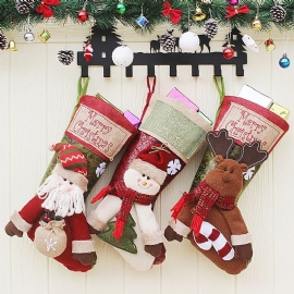 Stor Størrelse Hengende Julegavesokk Nyankommet Santa Elk Snowman Kids Gavepose Julestrømper